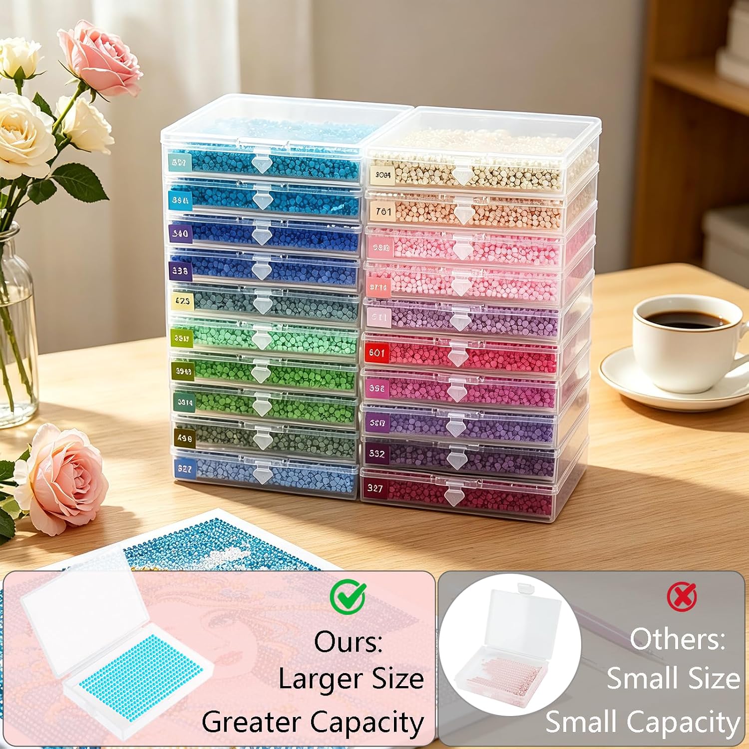 Diamond Painting Storage Kit with 30 Large Lidded Clear Trays