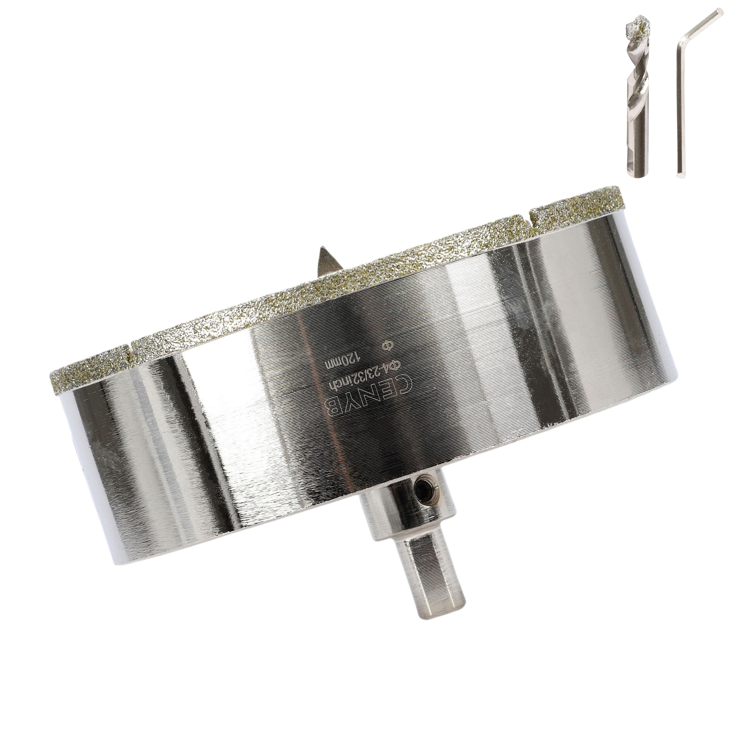 120mm(4-23/32") Frese per piastrelle - Frese a tazza diamantate con vitesa guida per ceramica, vasi di fiori, vetro, pietra, piastrelle, granito e marmo