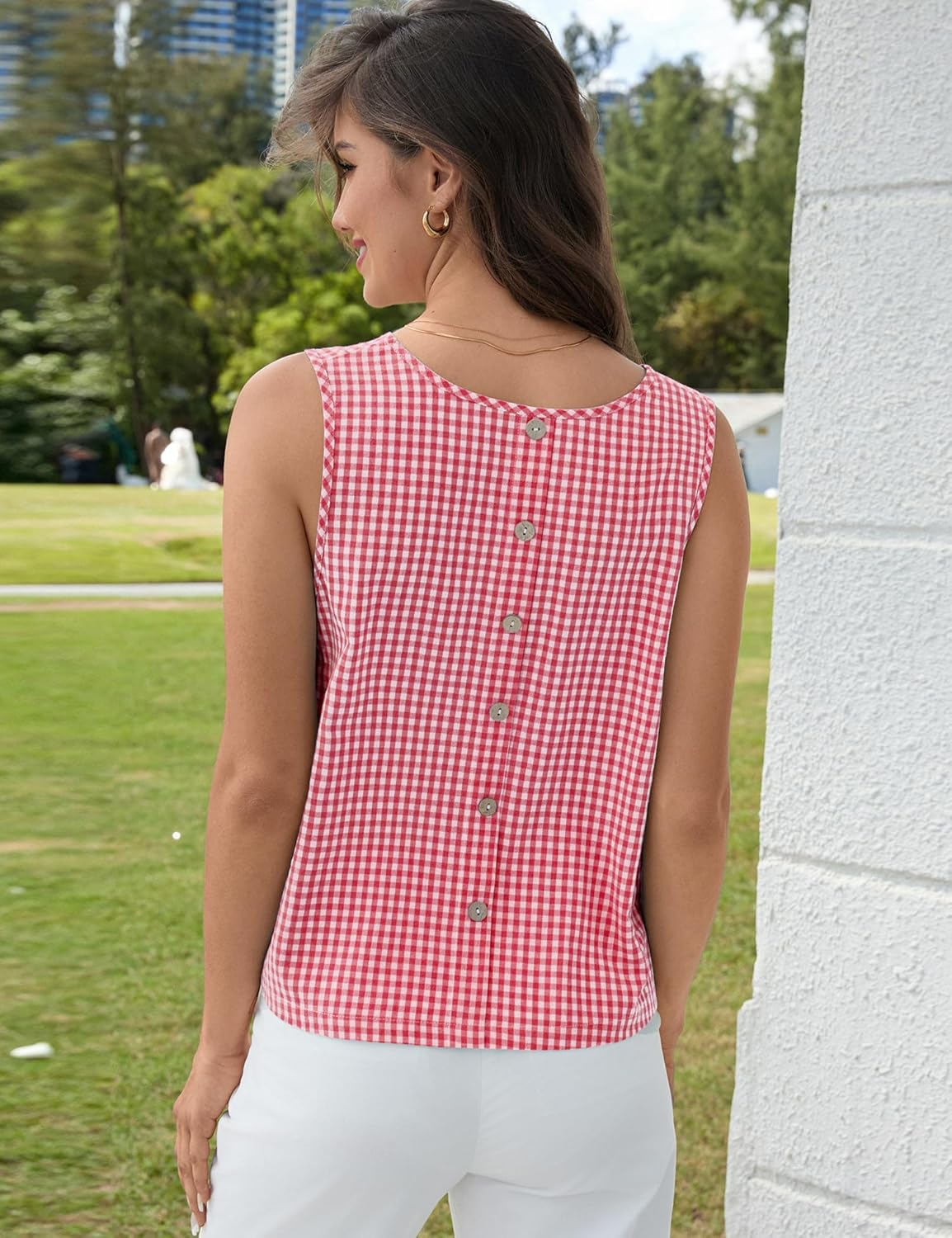 LOMON Womens Linen Tank Top V Neck Tank Tops Sleeveless Cute Spring Summer Tops for Women 2026 Beach Vacation Outfits (XS-XL) - Image 2