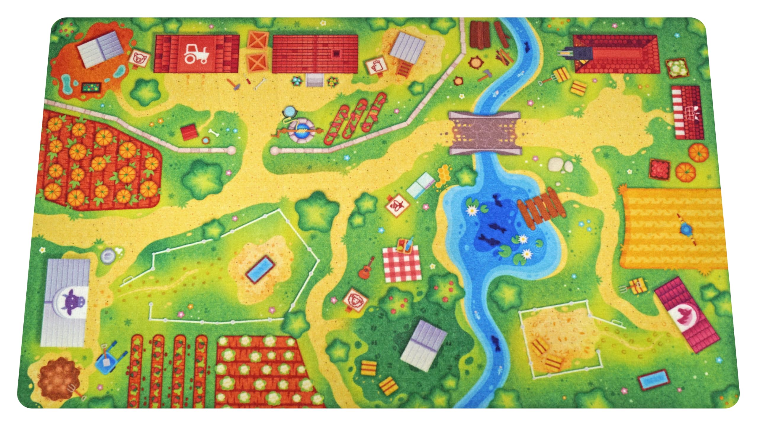 HuggyPlay Alfombra de Juego para niños Granja Alfombra Infantil 90 x 150 cm
