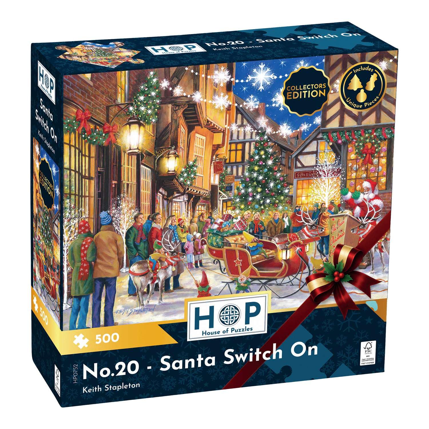 The House of Puzzles Santa Switch Jigsaw - 500 Piece Jigsaws For Adults, Artist Illustrated, Scenic Landscape, Deluxe Puzzle Gifts, Unique Christmas Themed Pieces