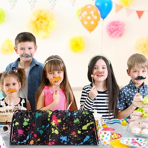 Miniatura 5 de Sweetude 24 bolsas de neón con cordón, pequeñas de neón que brillan en la oscuridad, regalo de fiesta, mochila con cordón, suministros de decoración