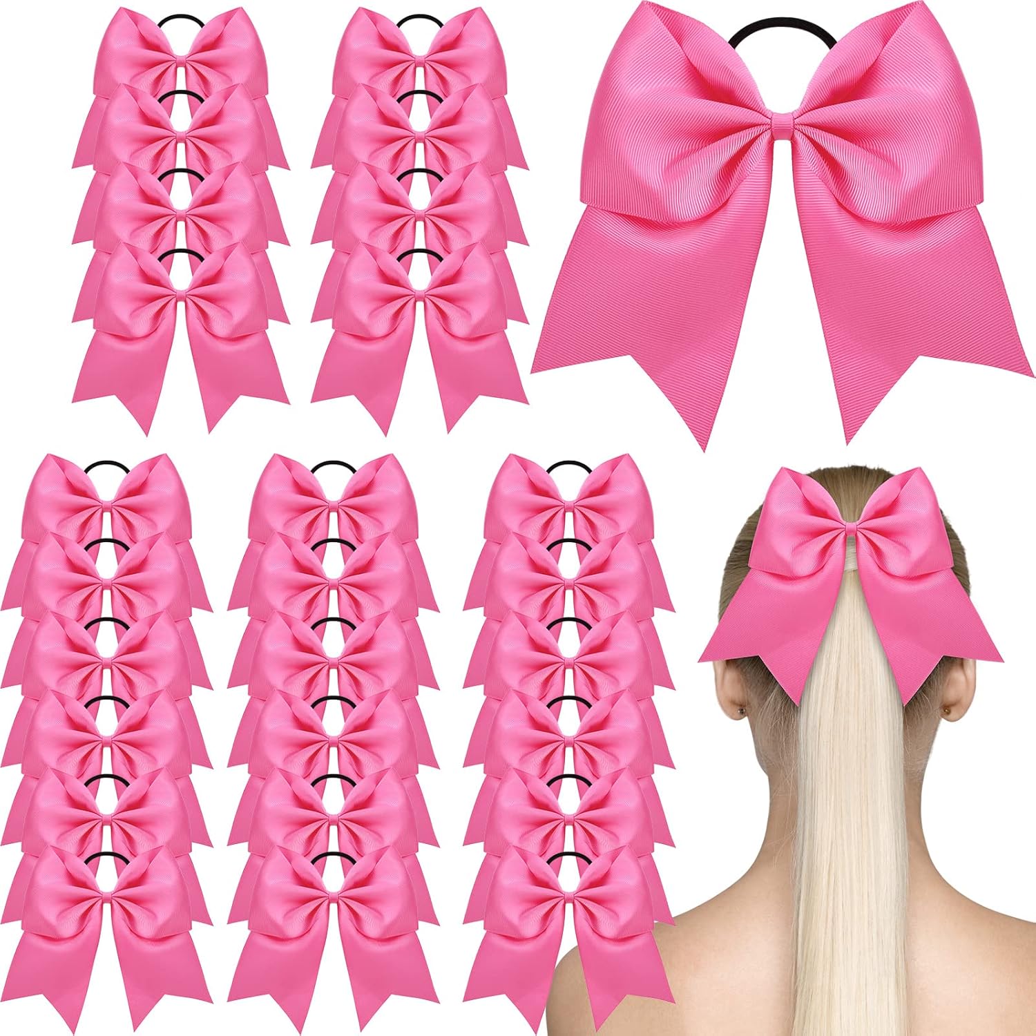 40 Pcs Breast Cancer Awareness Bows for Girls Large Pink
