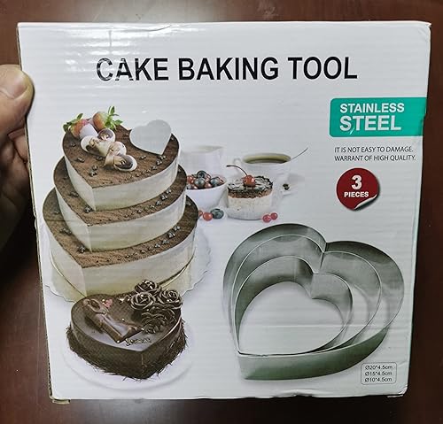 Miniatura 8 de Siking Molde de acero inoxidable de 468 pulgadas para pastel de corazón, molde para panqueques, para ensalada de queso musgo, ensalada, bola de