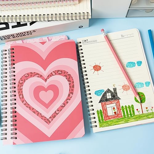 Miniatura 3 de L1rabe 4 cuadernos en espiral A5 preppy de regreso a la escuela, Y2K, diario de viaje para niños y adolescentes, primer día de escuela, lindo libro