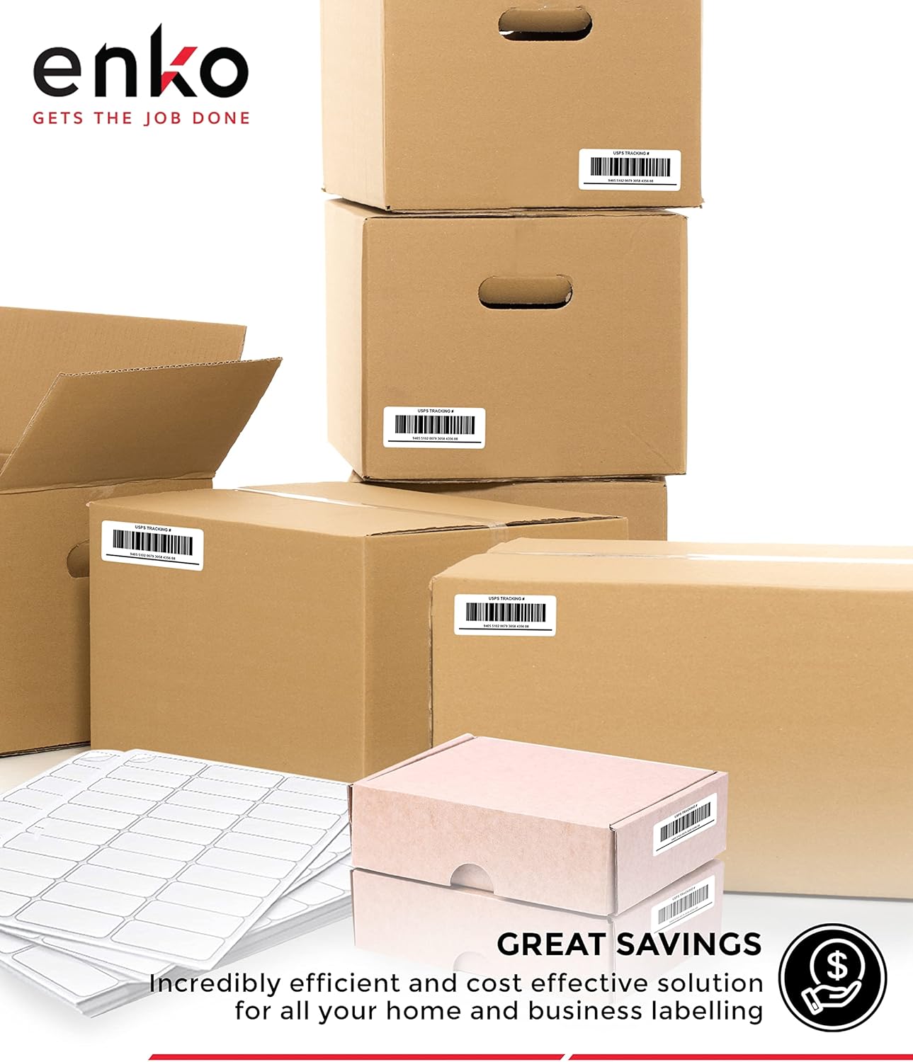 enKo 4200 Labels, 1-1/3" x 4" - White - Address, Mailing, Shipping & Barcode Blank Labels for Laser and Inkjet Printers