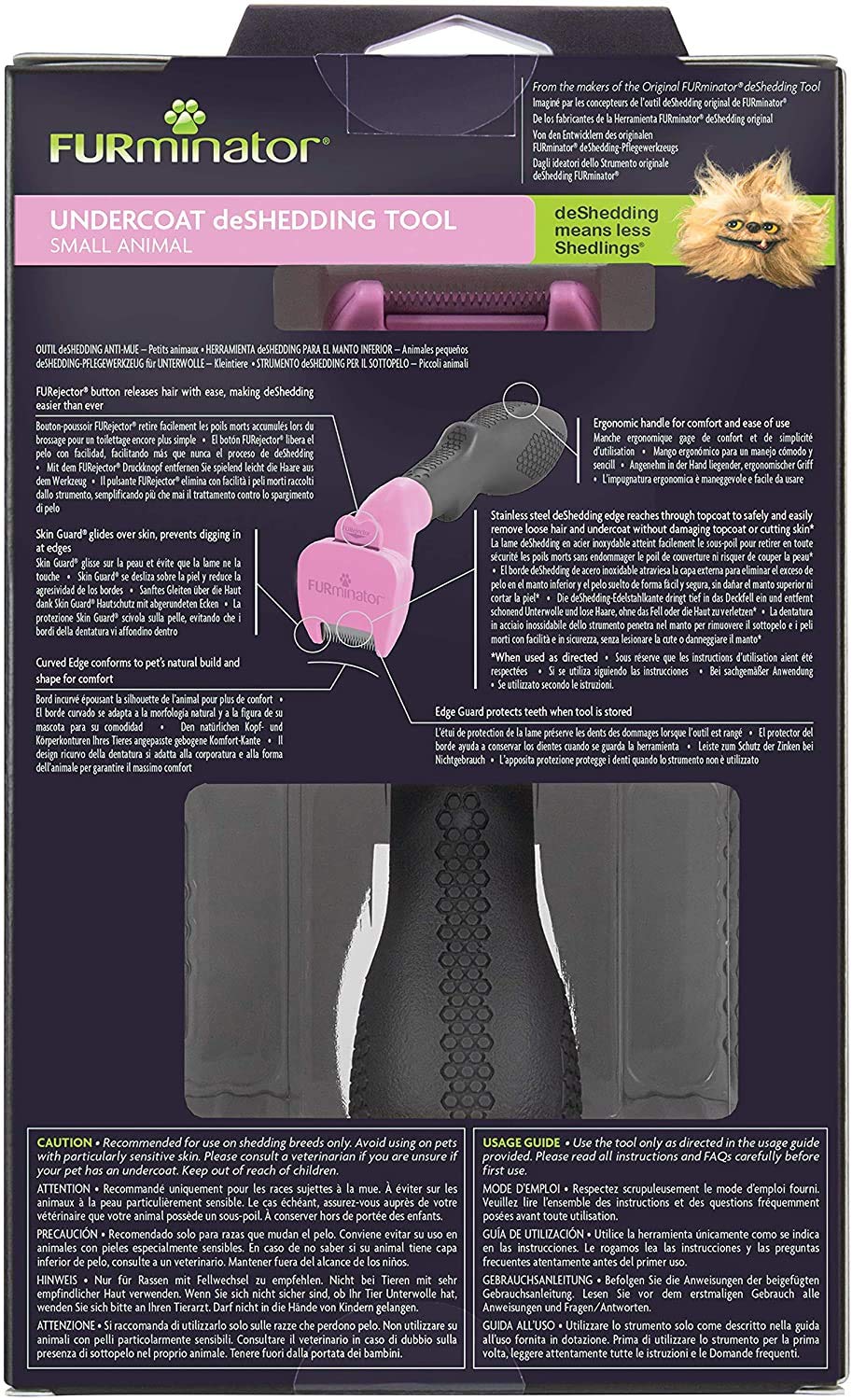 FURminator deShedding, Tool para animales pequeños, Cepillo para pequeños animales para conejos, roedores & co. para eliminar el pelo suelto, Diseño mejorado