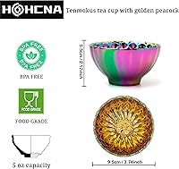 Vista 5 de Jianzhan Tenmoku - Taza de té con pavo real dorado, taza de té chino 3D de Kungfu de porcelana, 5 onzas