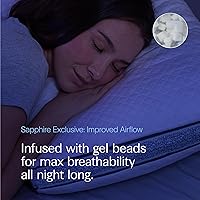 Vista 4 de DreamyBlue Almohada de Zafiro con Refuerzo • Loft Ajustable, Funda de Lujo, Relleno de Espuma Viscoelástica Triturada con Cuentas de Enfriamiento •