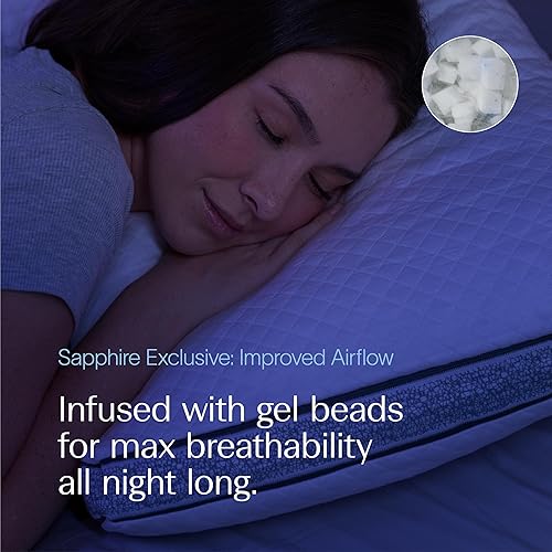 Miniatura 4 de DreamyBlue Almohada de Zafiro con Refuerzo • Loft Ajustable, Funda de Lujo, Relleno de Espuma Viscoelástica Triturada con Cuentas de Enfriamiento •