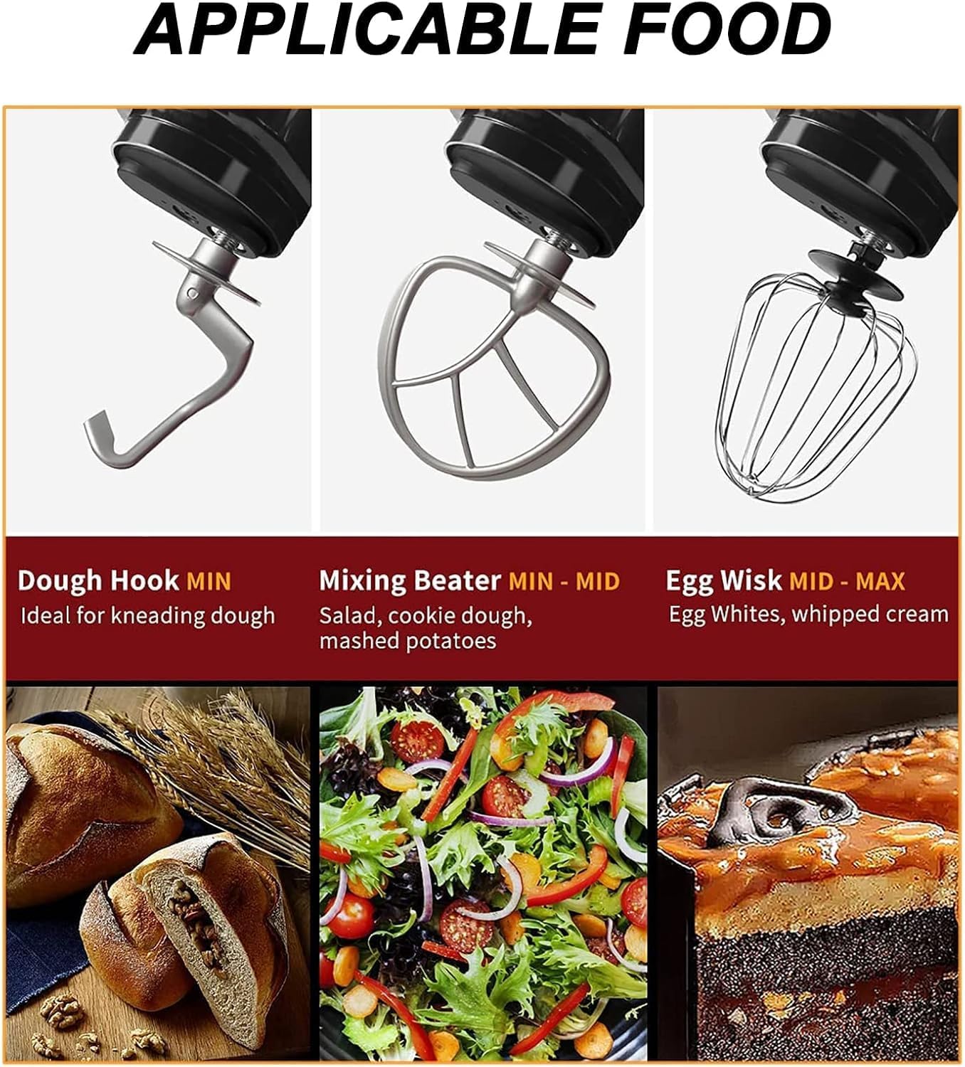 1000W Stand Mixer - 6-Speed Tilt-Head Electric Kitchen Mixer with Dough Hook, Whisk, and Stirrer for Baking, Cooking, and Food Preparation - Powerful and Versatile Kitchen Appliance