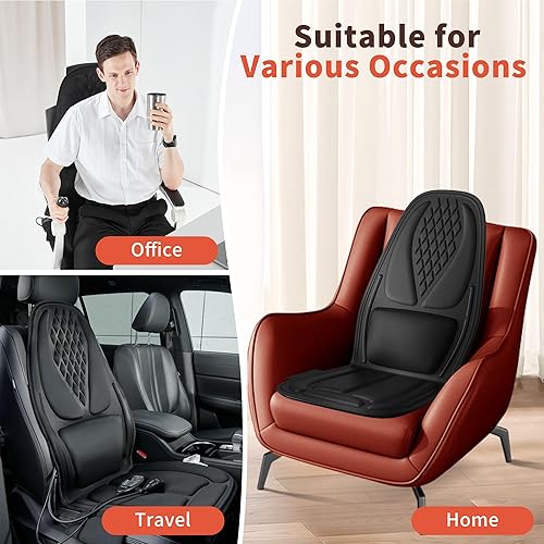 Miniatura 4 de Masajeador de espalda de vibración con 8 motores, almohadilla de masaje para silla, cojín masajeador de asiento con soporte lumbar, almohadilla