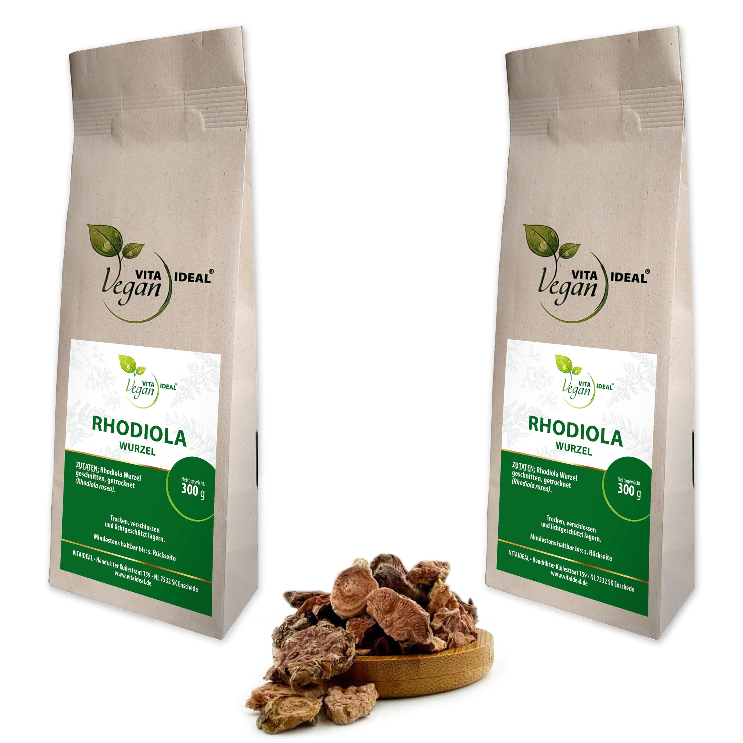 VITAI DEAL Vegan® ROSENWURZ - Wurzel 2x 300g geschnitten & getrocknet - Rhodiola rosea - ROSENWURZWUZEL - Rosen - Wurzwurzel Kräuter Tee, Tinktur & Aufguss. Kräutertee ohne Zusatzstoffe.