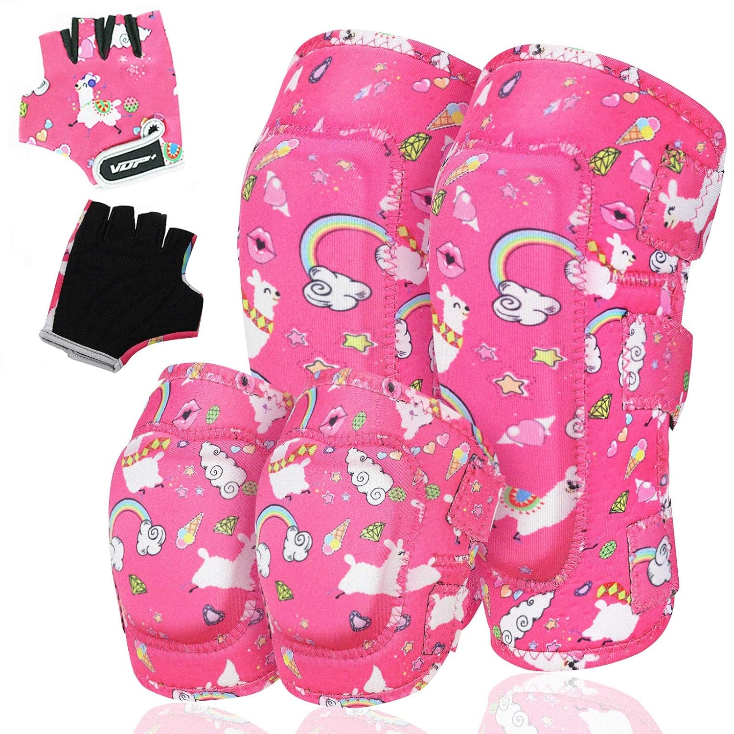 VUP Kids Protective Gear Soft Knee and Elbow Pads for Kids with Gloves Suitable for Cycling Scooter Bike Skateboard Skating Rollerblading