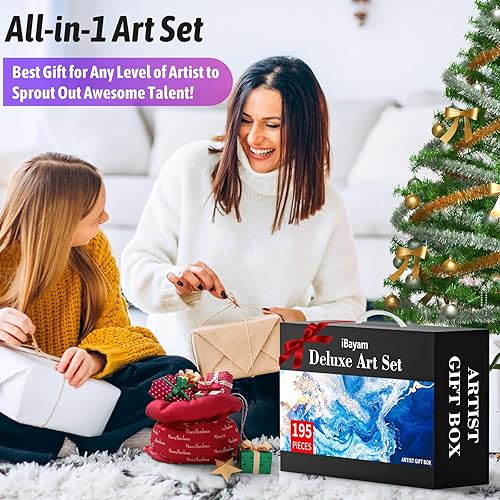 Miniatura 15 de iBayam Juego de arte de lujo, paquete de 195 cajas de regalo para artistas, kit de pintura de dibujo para adultos, adolescentes y niños, kits