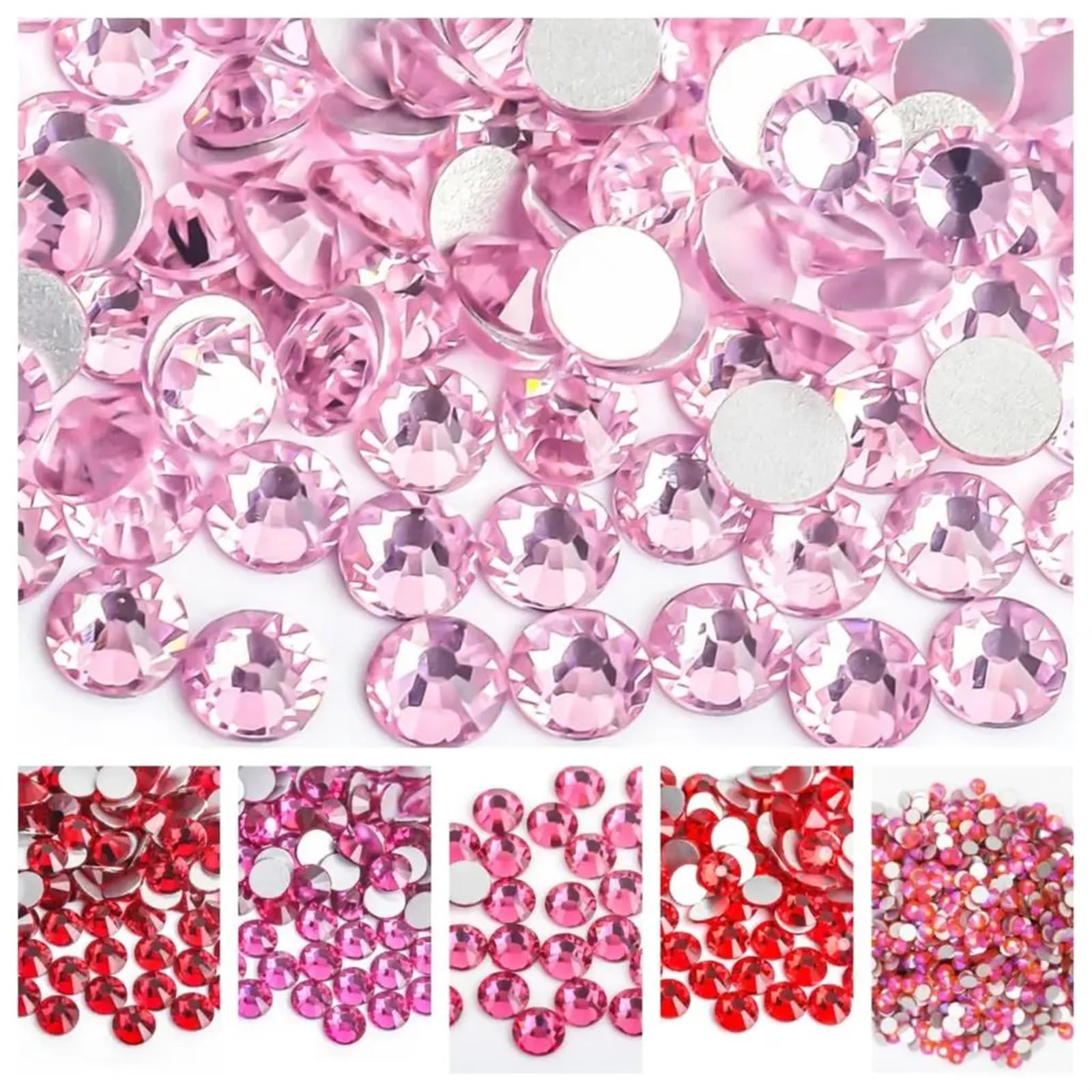 Trapano per unghie Strass in vetro Strass in vetro for nail art multicolore, diverse misure(Light Siam AB,SS12 1440pcs)