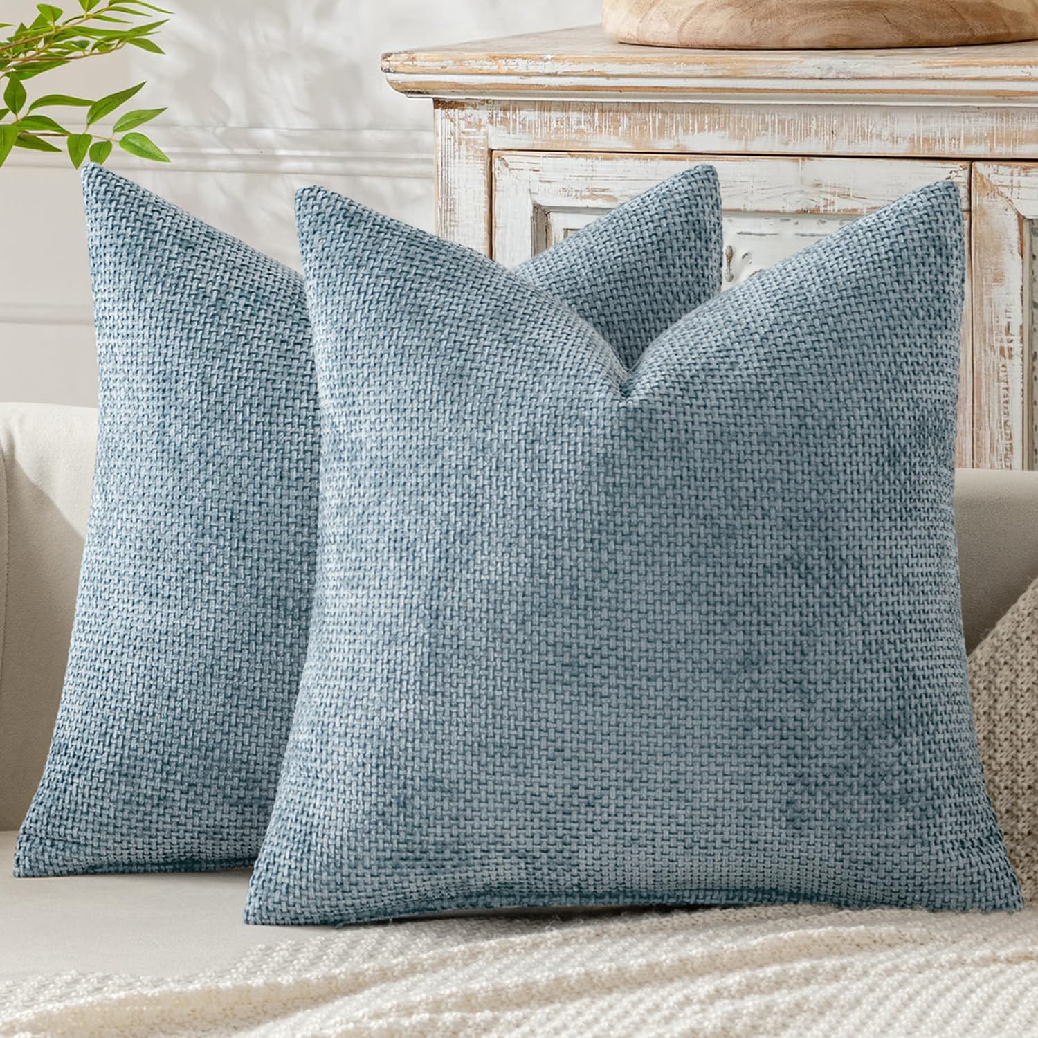 MIULEE Kissenbezug 2er Set Chenille Kissenbezüge Sofakissen Weiche Dekokissen Kissenhüllen mit Elegantem Design CouchKissen Zierkissen für Bett Sofa und Wohnzimmer