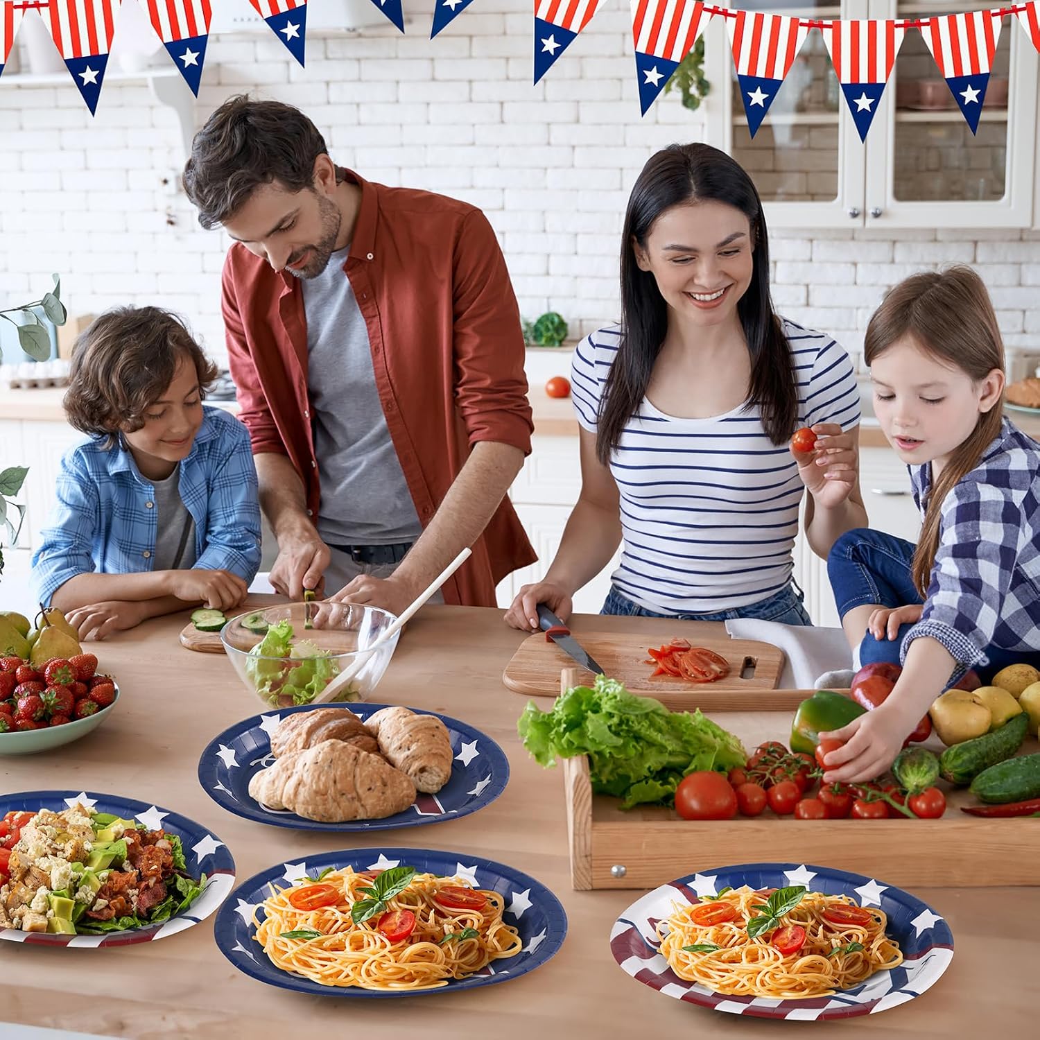 50Pcs 4th of July Oval Paper Plates -10" x 12" Large Disposable Heavy Duty Party Plates for July Fourth Patriotic Party
