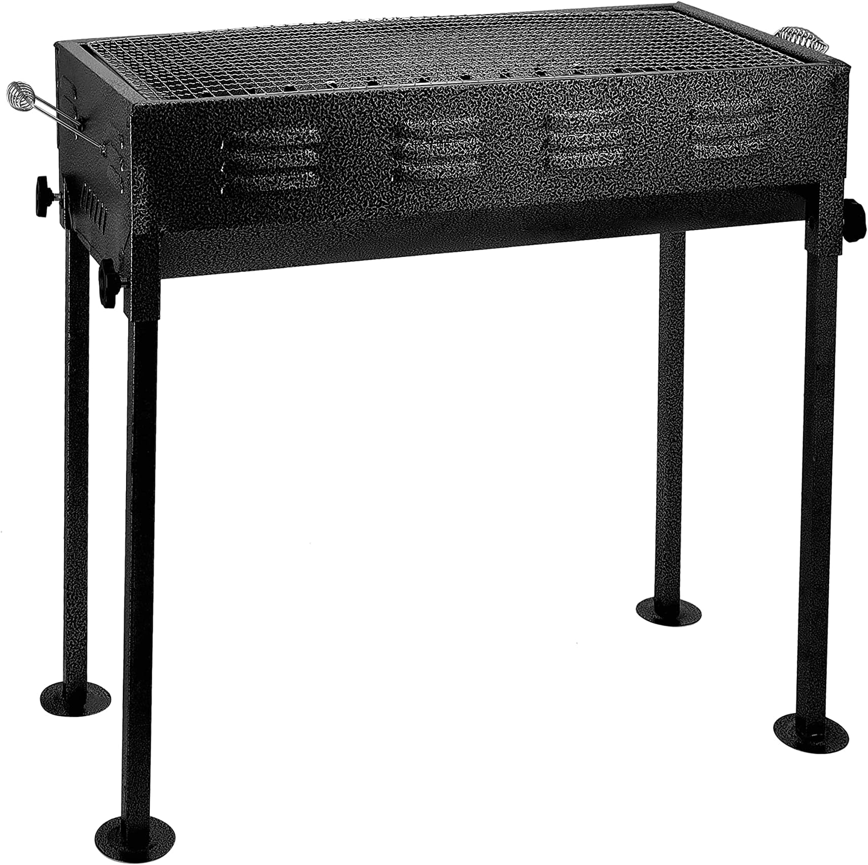 Royalford Barbeque Stand With Grill Durable Iron Construction, RF10363 Foldable Barbecue Charcoal Grill, Premium Quality Material, Folding Tabletop Kabab Smoker For Outdoor Camping, Black