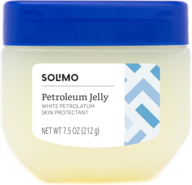 Amazon Brand - Solimo Petroleum Jelly White Petrolatum Skin Protectant, Unscented, 7.5 Ounce