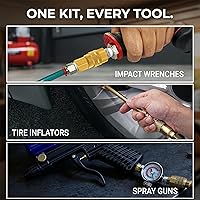 Vista 7 de LE LEMATEC Kit de montaje de manguera de compresor de aire de 15 piezas, accesorios de manguera de aire de conexión rápida NPT de 1/4 pulgadas