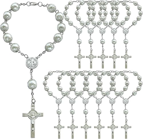 Rosario de la década de perlas de imitación - Bautizo/Bautizo/Primera Comunión/Boda/Recuerdos de membrillo de imitación - Bautizo/Quinceañera