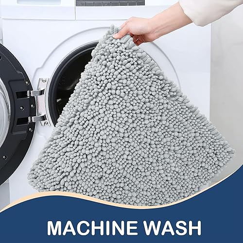 Miniatura 7 de Arotive Alfombras de baño de felpilla con forma de U, tamaño 30 x 20 pulgadas y alfombras de inodoro de 24 x 20 pulgadas, color gris claro, paquete