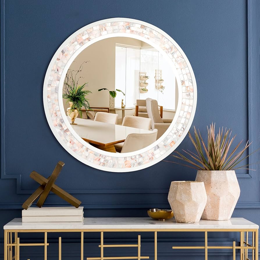 Amazon.com: DUQIMO White Round Mirror 24 Inch, Natural