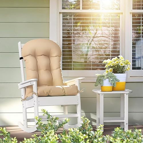 Miniatura 8 de Cojines para sillas Adirondack, cojines extragruesos para sillas mecedoras para exteriores, cojines de respaldo alto para sillas de patio con lazos,