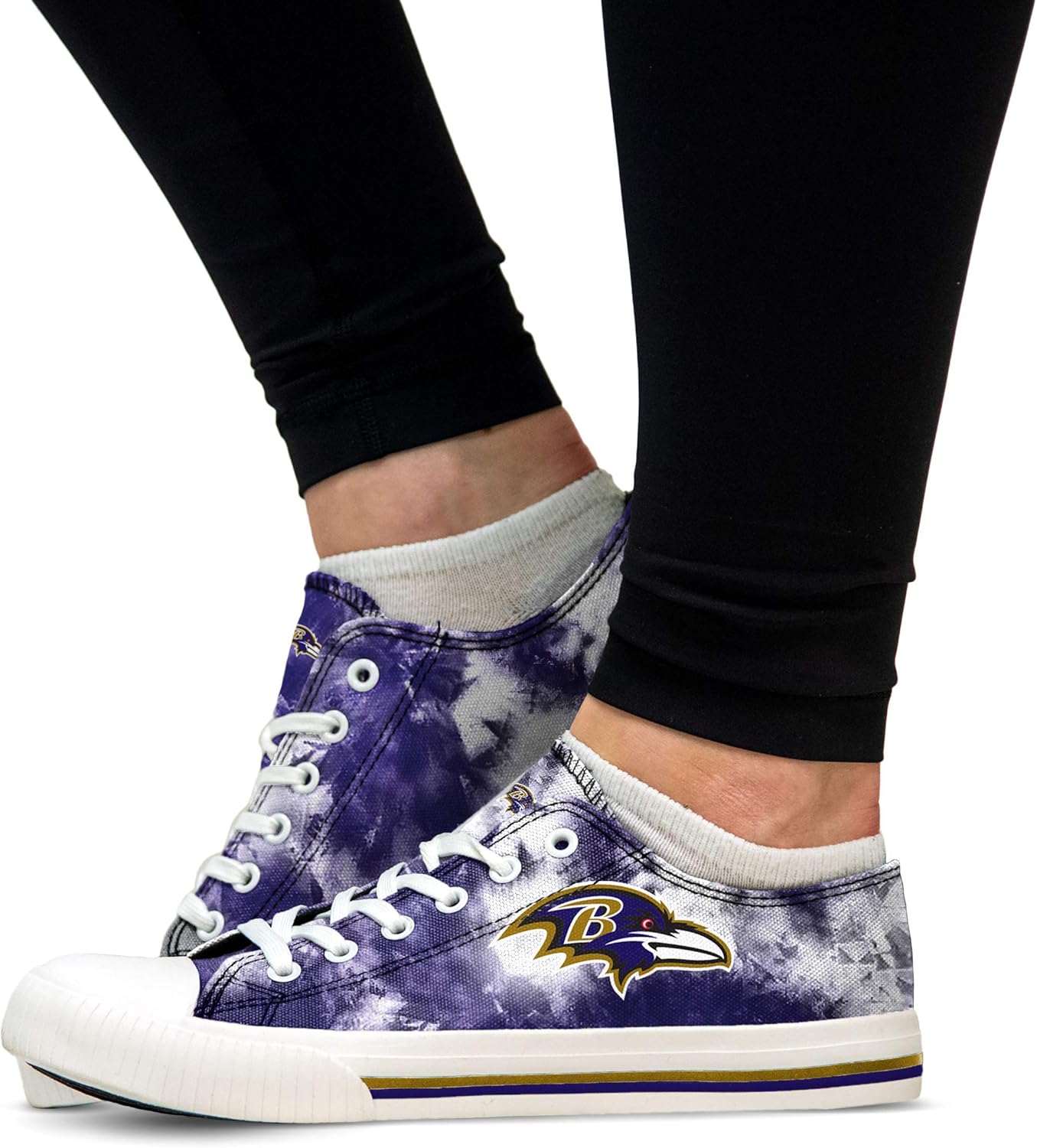FOCO Baltimore Ravens NFL Womens Low Top Tie Dye Canvas Shoes - 9 - Image 2