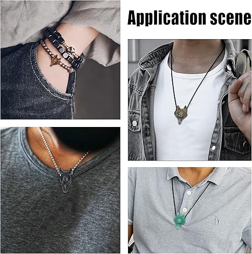 Miniatura 6 de SUNNYCLUE Dijes de cabeza de lobo, colgantes de piedra natural de ojo de tigre, estatua de lobos, figura de piedras preciosas talladas a mano,