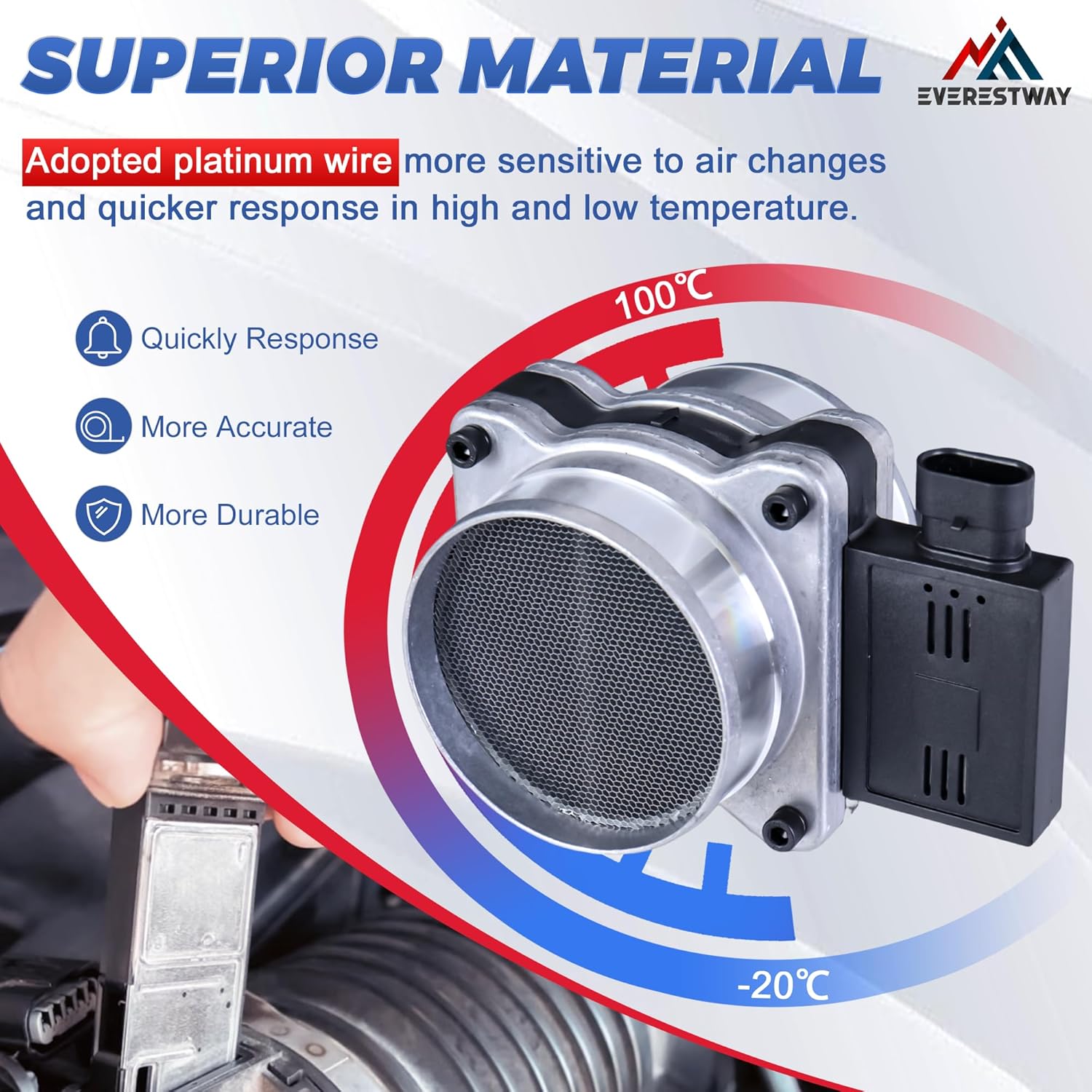 Mass Air Flow Sensor MAF Compatible for Chevy Buick GMC Oldsmobile Pontiac Honda Passport and More Replaces 2134527 25180303 AF10045 (V6 Engine only)