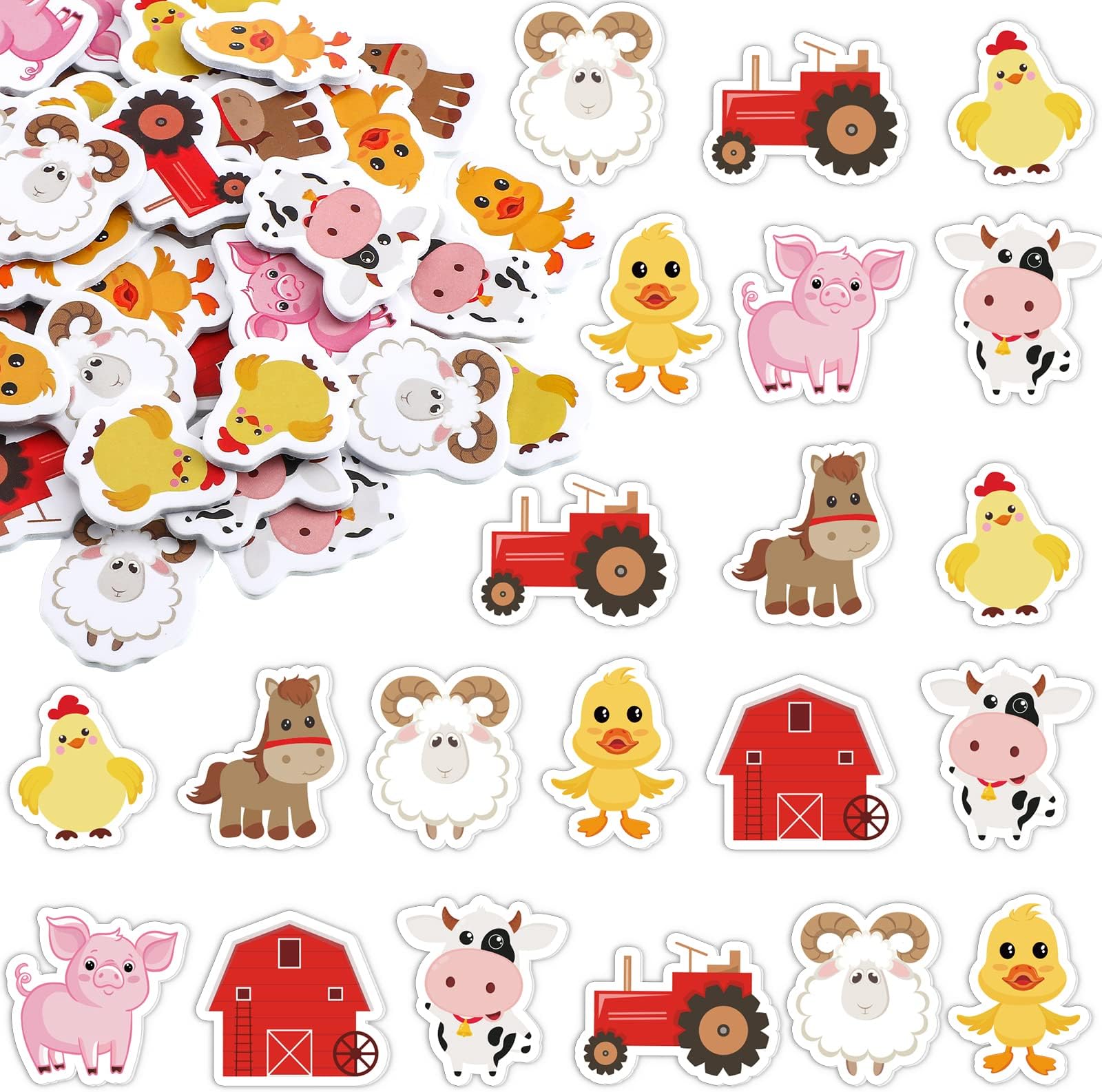 200 Barnyard Farm Animal Foam Stickers Toys & Games