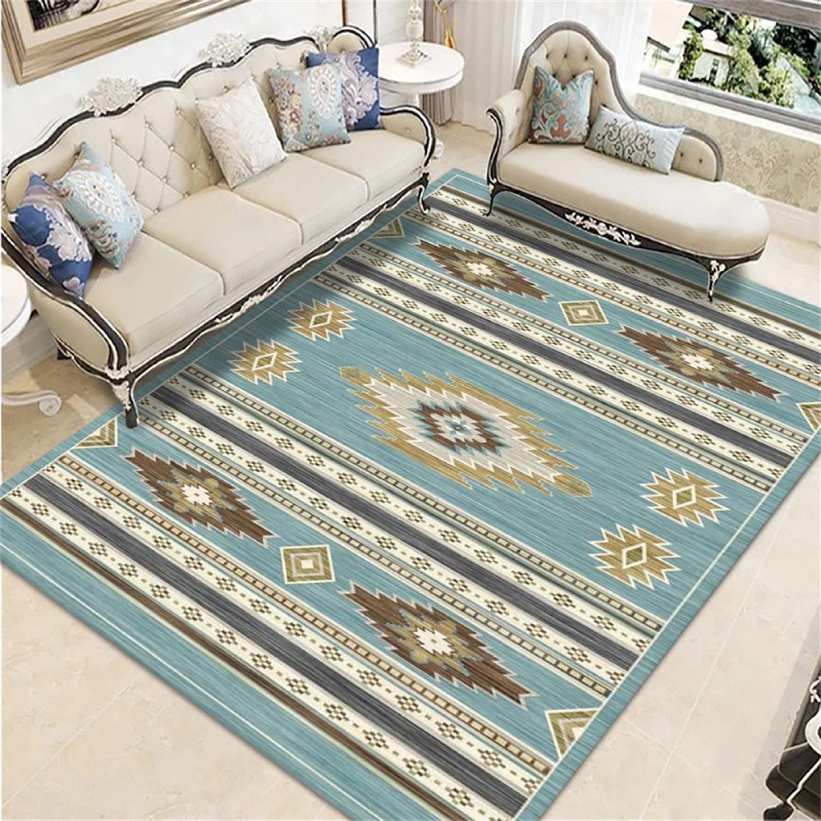 Style Velours Cristal Tapis Style Ethnique Salon Chambre Coussin pour Canapé 140x200cm