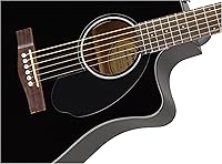 Vista 5 de Fender CD-60SCE - Guitarra electroacústica Dreadnought de tapa sólida - Paquete negro con funda, cable, afinador, correa, cuerdas, púas, DVD