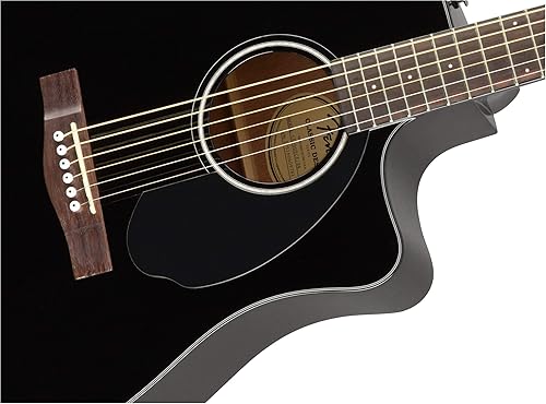 Miniatura 5 de Fender CD-60SCE - Guitarra acústica y eléctrica, paquete negro con estuche, cable, afinador, correa, cuerdas, púas, DVD instructivo de Austin Bazaar