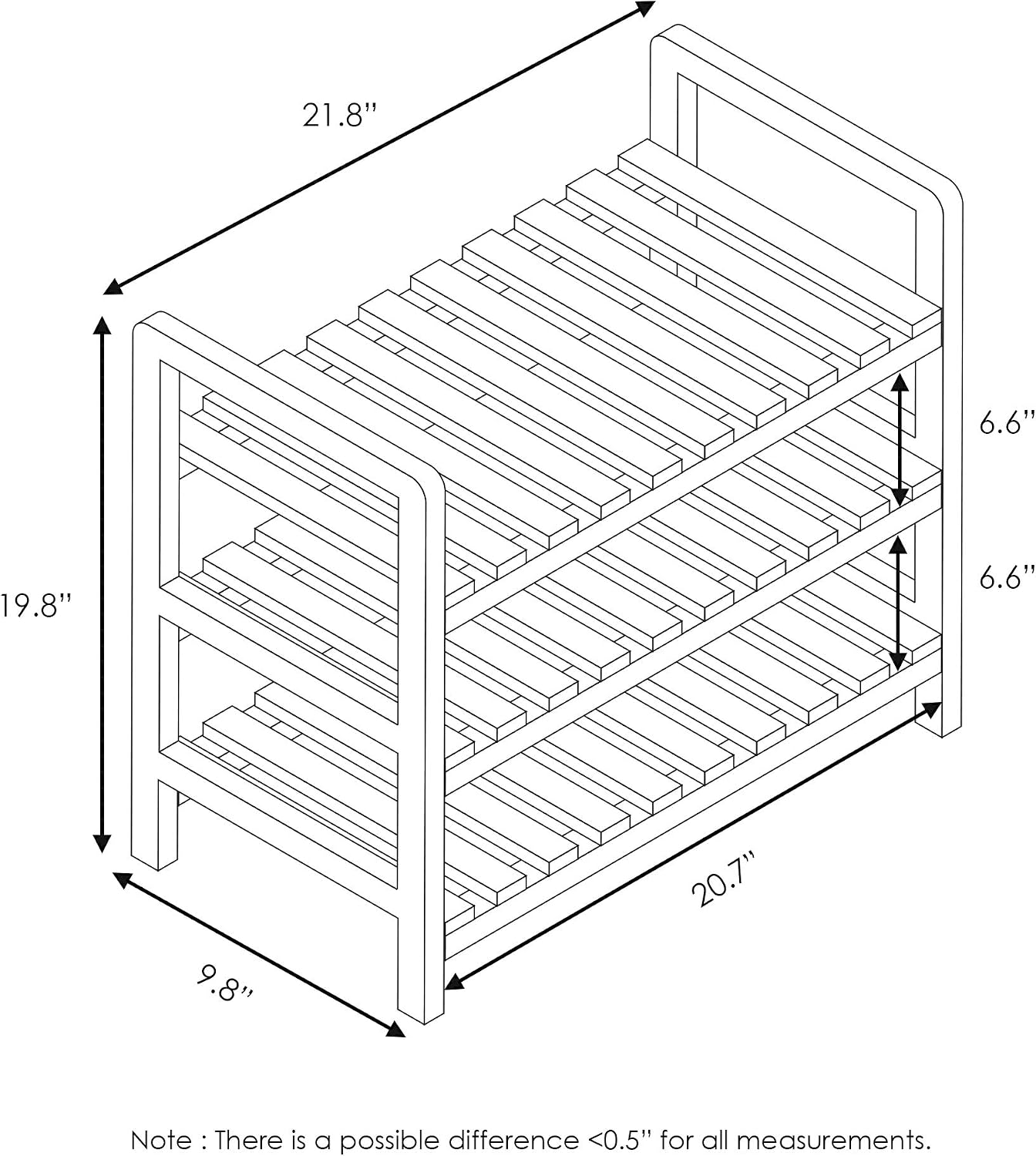 Furinno Alder Pine Solid Wood 3-Tier Shoe Rack, Espresso