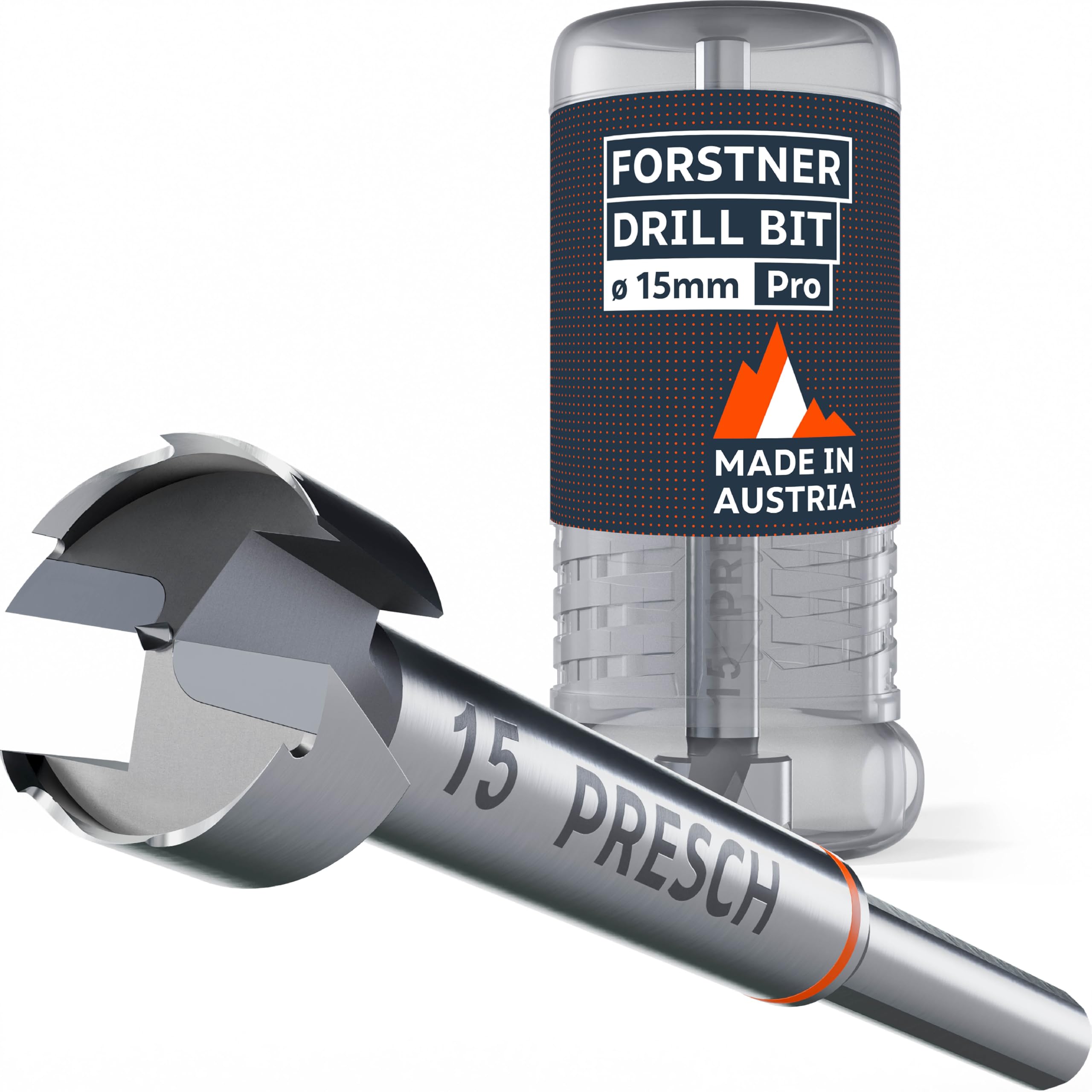 Presch Forstner Drill Bit diameter 15mm, Drill bit for wood with high-precision centering point for perfect round holes