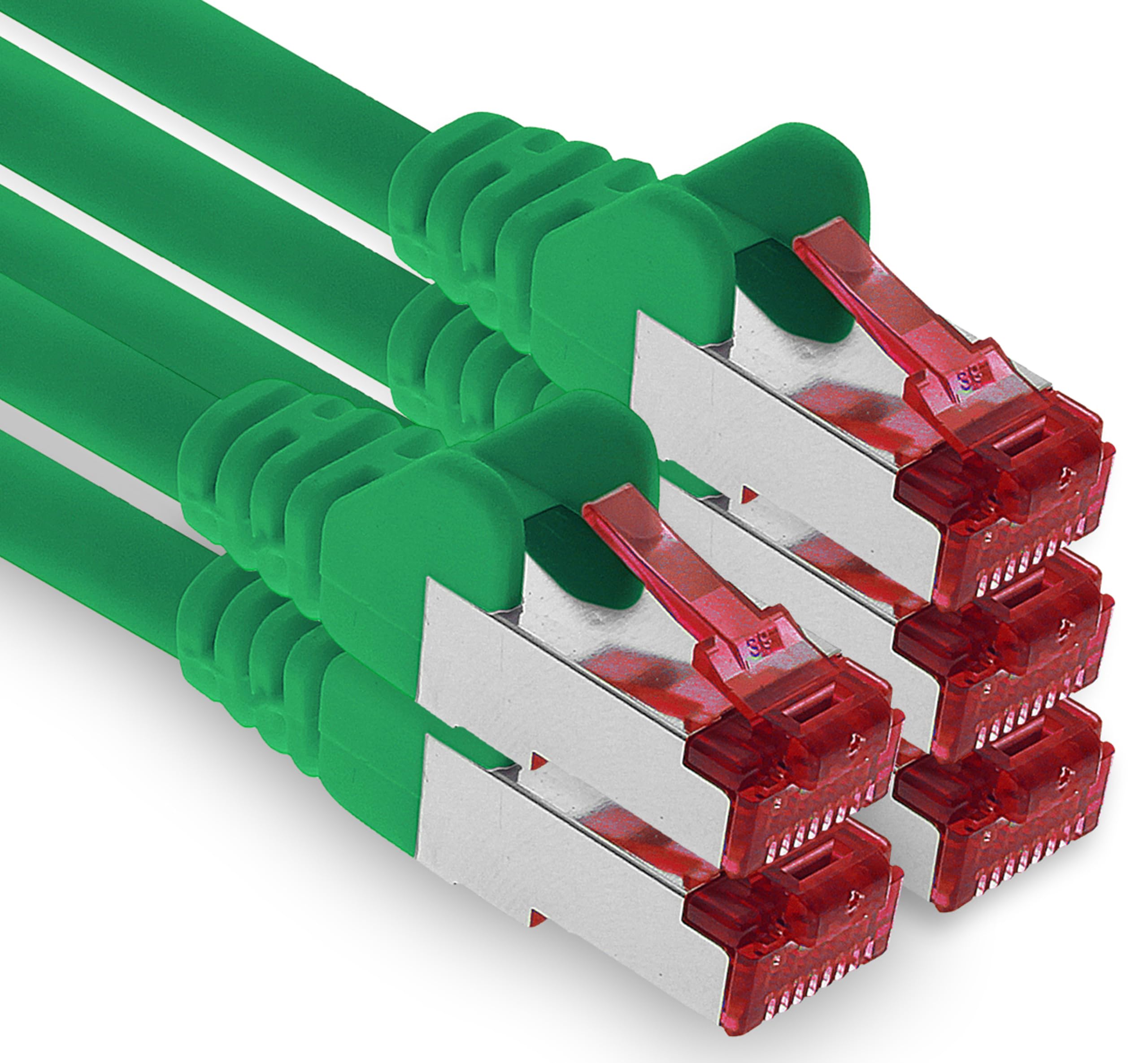 1aTTack.de - 5x 3 Meter CAT6 Patchkabel S/FTP PIMF Schirmung CAT.6 RJ45 Netzwerkkabel Ethernetkabel DSL LAN Router Switch Modem Patchfeld - grün - 5 Stück