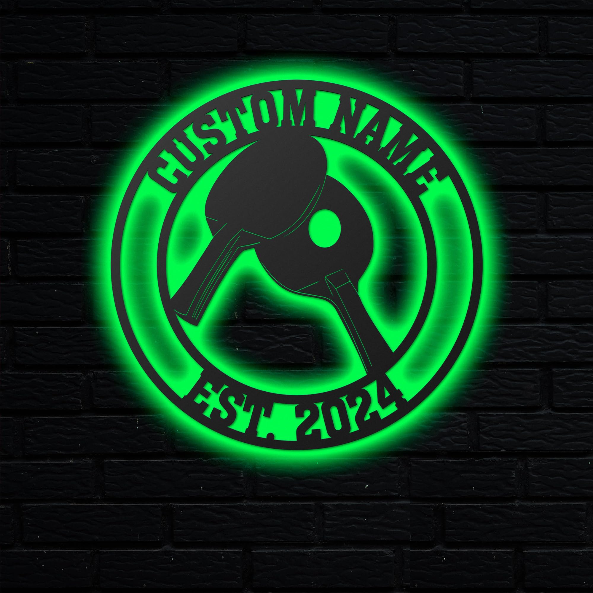 Personalized Ping Pong Metal Wall Art with LED Light, Table Tennis Sign, Man Cave Sign, Ping Pong Neon Sing Gift, Ping Pong Paddle Name Sign