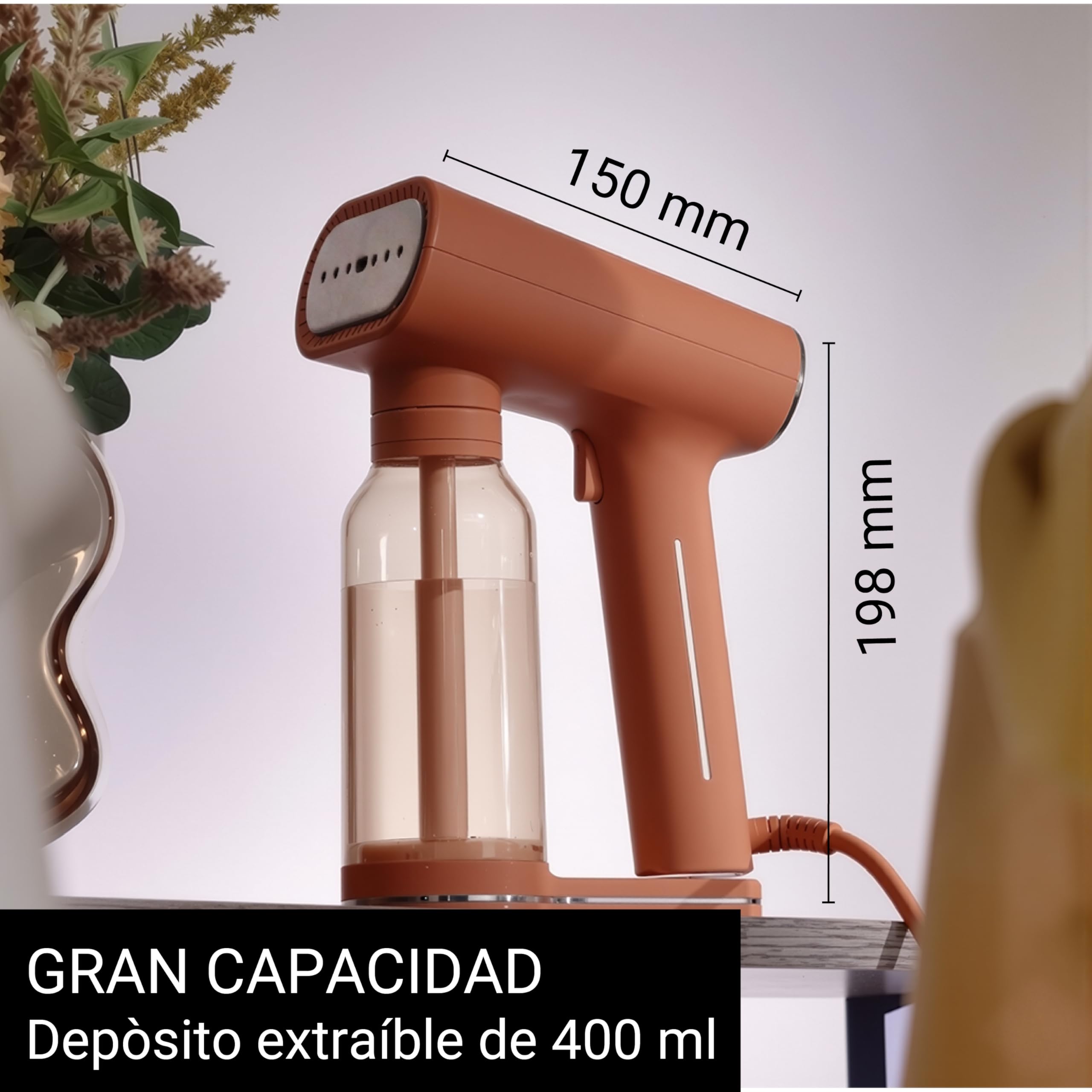 SteamOne Karl XL Vaporizador Portátil Steamer Rust 2000W - 400ml | Vaporizador Portátil Karl XL, 2000W, Depósito 400ml, 2 Modos, Listo en 30s, Gancho con Ventosa Incluido, RUST400