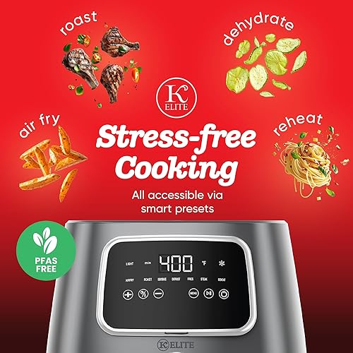Miniatura 4 de Kitchen Elite Freidora de aire digital de 5.5 cuartos de galón, cocina de encimera con pantalla LED, ajustes preestablecidos para freír al aire,