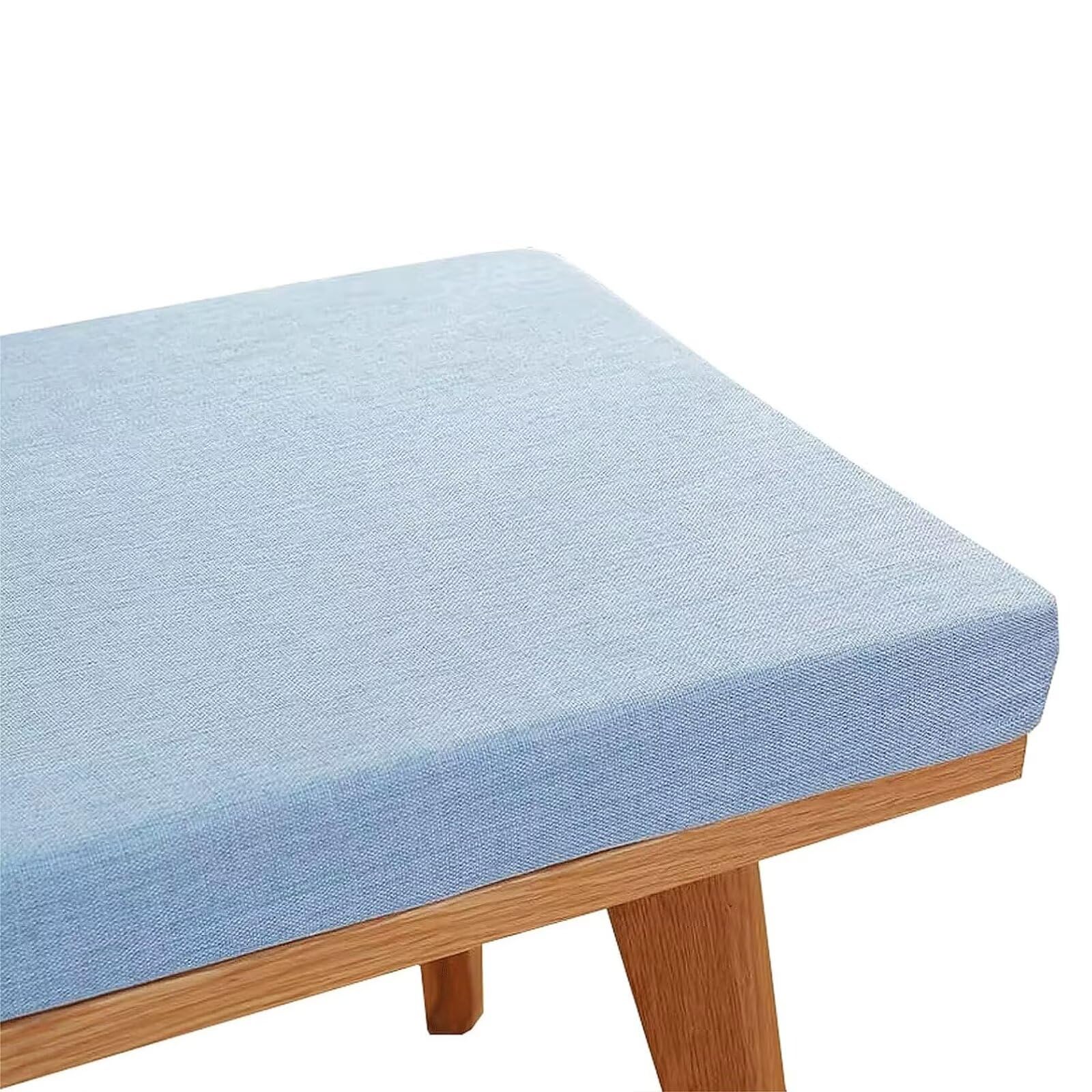 Coussin de banc haut de gamme 140x40cm en lin bleu antidérapant