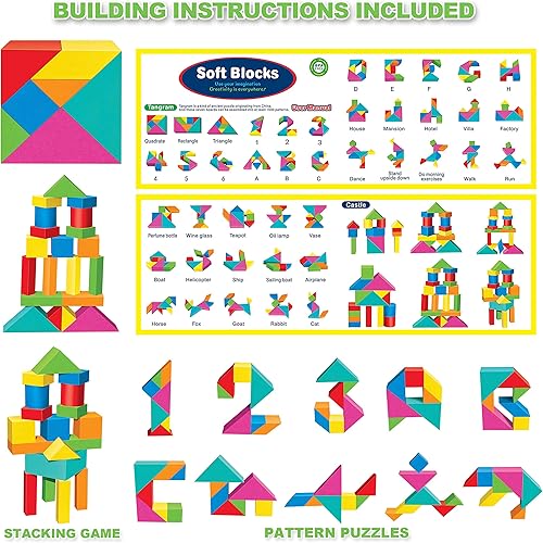 Miniatura 4 de Bloques de espuma para niños pequeños, juego de 138 piezas de bloques de construcción apilables suaves de EVA, juguetes de construcción de