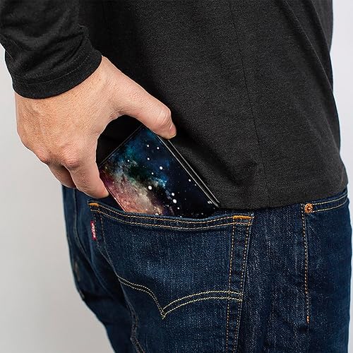 Miniatura 5 de Buckle-Down - Cartera con cierre de hebilla para hombre diseño de collage de polvo espacial multicolor 40 x 35 US