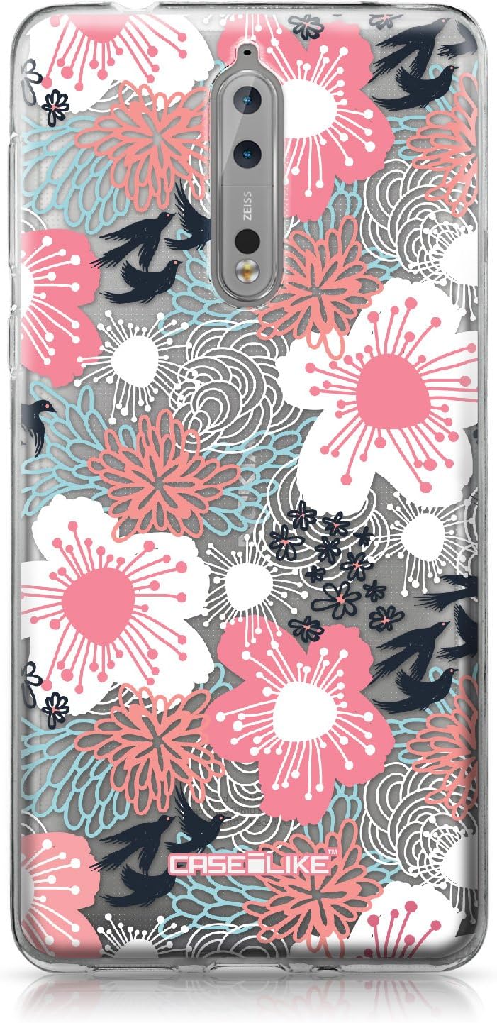 CASEiLike Nokia 6.1 Plus case, Japanese Floral 2255 Pattern TPU Case Bumper Snap-on Back Cover for Nokia 6.1 Plus