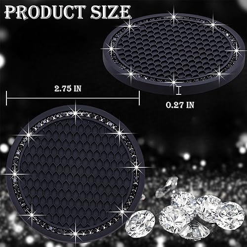 Miniatura 2 de 2 posavasos brillantes para automóvil, 2.75 pulgadas, silicona suave, antideslizante, a prueba de golpes, accesorios universales para el interior