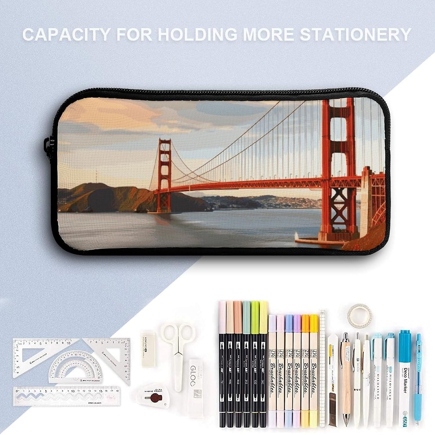 Lightweight Bridge Pen Pouch with Metal Zipper image 3
