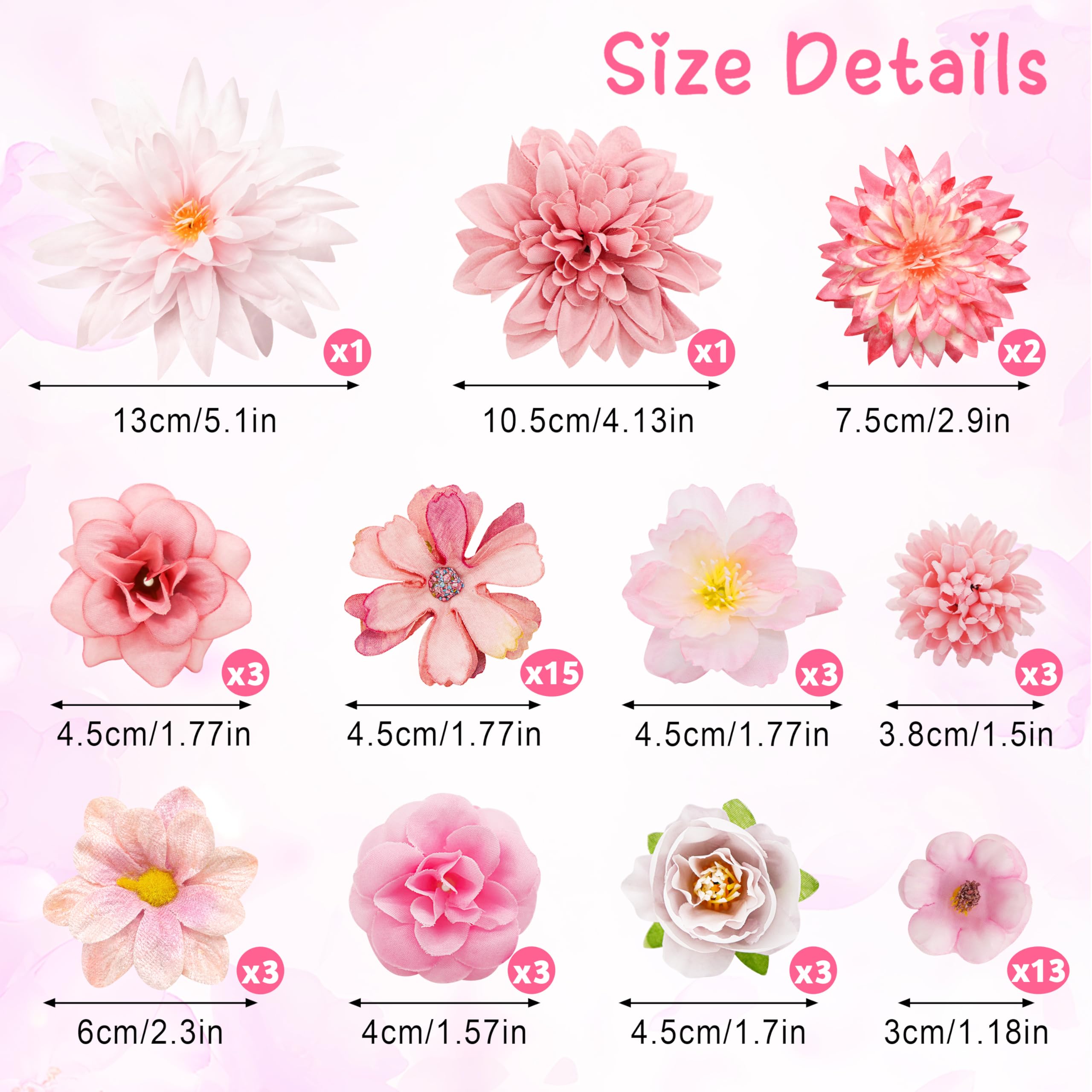 MOTONG 30-50 PCS Artificial Flowers for Cake Decoration-Fake Flower Heads for Cake Decorations Pink Flowers for Cakes Decorative Bridal Bouquet Flower Wall Panel Party Wedding - Image 2