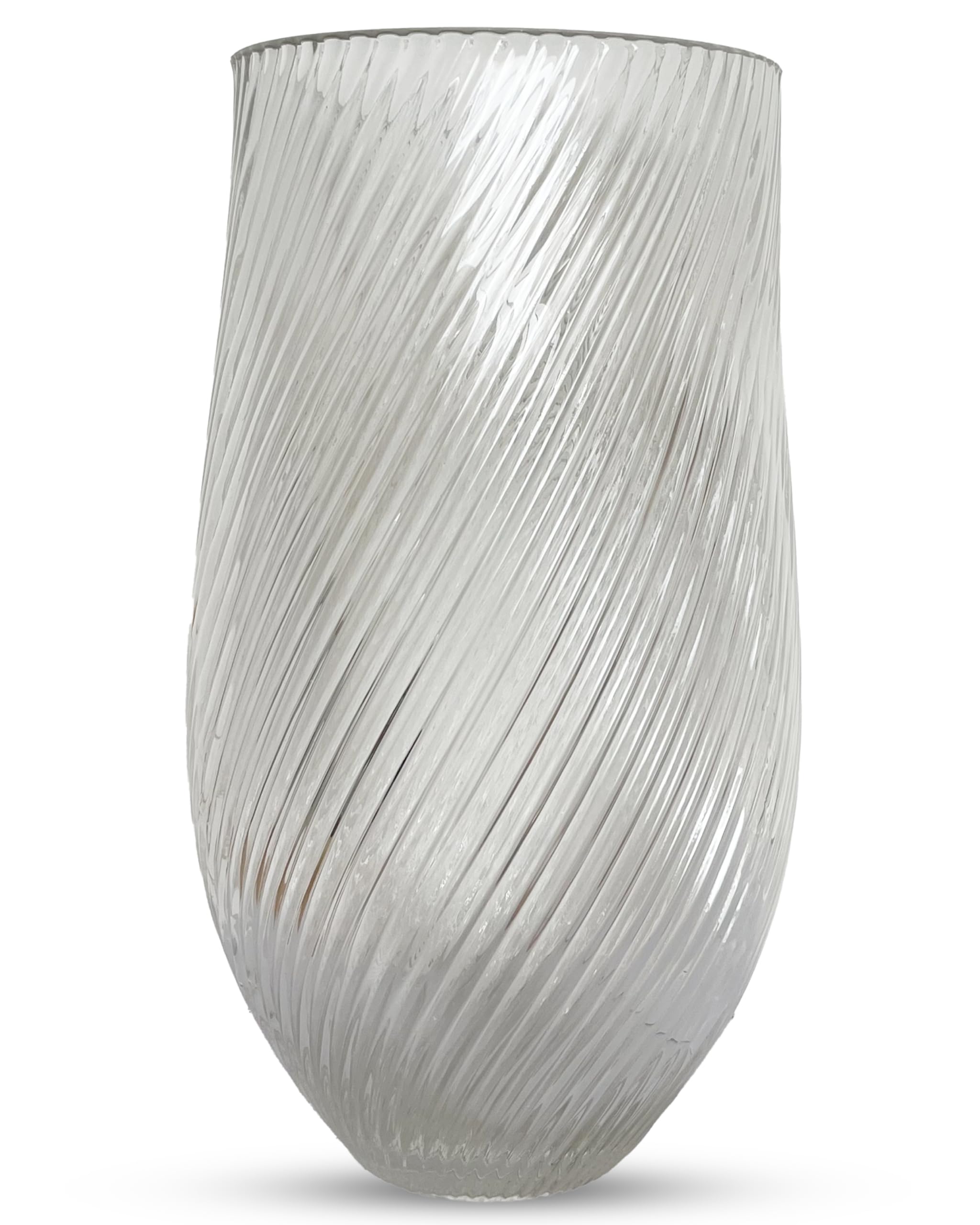 Greenline GoodsRibbed Flower Vase with Rounded Bottom – Clear Hand-Blown Glass Vases for Flowers, Fluted & Ribbed Design - Elegant Ribbed Vase for Flowers, Premium Clear Glass Vase for Decoration